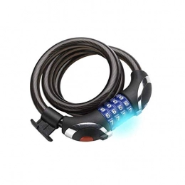 SGSG Lucchetti per bici SGSG Lucchetto per Bicicletta, con Illuminazione Notturna a LED, Lucchetto a Combinazione, Lucchetto per Cavo in Acciaio per Mountain Bike, Lucchetto a Catena ad Alta Sicurezza per Biciclette da