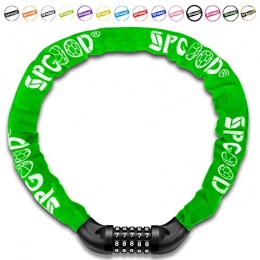 SPGOOD Accessori SPGOOD Lucchetto Bici Catena Bicicletta (14 Colori) Antifurto a Combinazione a 5 Cifre, per Bicicletta, Moto, Porta, cancello, Recinzione, 100CM-4CM (Verde)