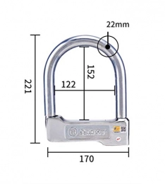 STRIDCJX Accessori STRIDCJX Serratura antifurto del Motociclo dell'Acciaio Inossidabile della Bicicletta Impermeabile, Serratura ad Alta Resistenza degli Accessori di Riciclaggio del Veicolo U della Bici