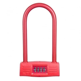 BAFAFA Lucchetti per bici U-Locks Bicycles U Lock Heavy Duty antifurto bici con cavo flessibile in acciaio e robusta staffa di montaggio per bici, bicicletta, moto, motociclette, rosso (rosso)