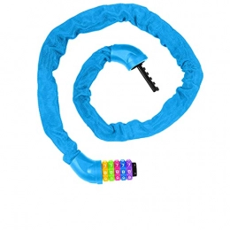 UFFD Accessori UFFD Blocco Catena Bici, Sicurezza Catena per Bicicletta con Combinazione, Lucchetto Antifurto con 5 Cifre del Codice per Biciclette Motocicli Cancelli, 100-150CM Lunga (Color : Blue)