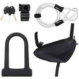 Wakauto Lucchetti per bici Wakauto Bike U Lock Set Heavy Duty Anti Theft Bicycle Lock with Bicycle Storage Bag Saddle Frame Pouch Flex Steel Bike Lock Cable for Road Bike Mountain Bike Black