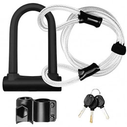 WAYYQX Accessori WAYYQX D-Lock con Chiavi Bike Lock Heavy Duty Biciclette U Blocco Secure Lock con Staffa di Montaggio for Moto Serrature U-Lock (Color : Lock And Cable Set)