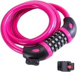 ZECHAO Accessori ZECHAO Blocco cavo in acciaio in bici, blocco anello antifurto ad alta sicurezza Blocco in acciaio a 5 cifre Blocco in acciaio for moto, bicicletta, porta Lucchetti (Color : Pink, Size : 1.2m)