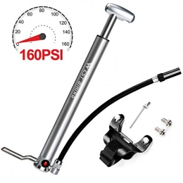 Asolym Pompe da bici Asolym Pompa per Bici da Mini Pavimento, Pompa per Aria Portatile per Pneumatici 120 psi con Valvola a Sfera Multifunzione, Valvole Schrader e Presta, Gonfiaggio Rapido Preciso Strada, Mountain Bike