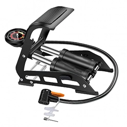 BOVER BEAUTY Pompa Bike Double Barrel Bike Piano del Piede della Pompa di Aria Portatile Gonfiatore della Pompa per Biciclette Sfera Scooter O Toys (Nero)