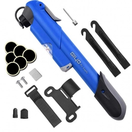 Diyife Accessori Diyife - Pompa per bicicletta con manometro, [120 psi] Mini pompa per bicicletta [set completo perfetto], con ago, kit di toppe e telaio per valvole Presta e Schrader (blu)