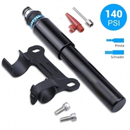 Fangteke Accessori Fangteke Mini Pompa Bicicletta, 140 PSI Pompe, Compatibile Valvole Presta e Schrader, Pompetta Bici Portatile per Bici MTB, Bici Corsa, Palla Sportiva