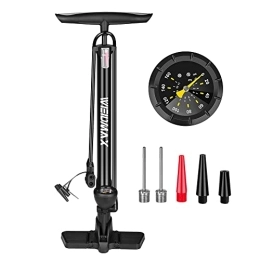 WEIDMAX Pompe da bici WEIDMAX Pompa per bicicletta, Pompa da pavimento per bicicletta, Pompa ergonomica per biciclette con manometro, Pompa per pneumatici portatile Pompa ad alta pressione per valvole Presta e Schrader