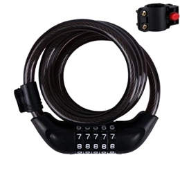 GORS Bike Lock 1set 5-Digit Code Bike Security Combination Locks Padlock Motorcycle Scooter Anti-Theft Steel Cable Lock Accessories Portable (Color : Black)