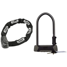 ABUS Bike Lock ABUS Granit CityChain XPlus 1060 - Hardened Steel Bicycle Chain Lock - ABUS-Security Level 15 - 170 cm - Black & U-Shackle Lock Granit XPlus 540 / 160 + Eazy KF-Holder - Black