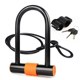 GuangLiu Bike Lock Bicycle U-Lock Bycicles Lock Lightweight Bike Lock Cycling Accessories Bike Locks With Keys Ensure The Safety Of Bicycles orange, lock_steel_cable