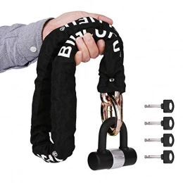 BIGLUFU Bike Lock BIGLUFU Motorcycle Lock Chain Locks Heavy Duty, 120cm / 4ft Long, Cut Proof 10mm Thick Colorful Square Chains with 4Keys 16mm U Lock, Ideal for Motorcycles, Motorbike, Bike, Generator, Gates, Bicycle