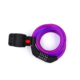 PURRL Bike Lock Bike Lock Cable, 5 Digit Password Combination Anti-Theft Bike Locks Core Steel Wire Bicycle Lock Chain Self Coiling Resettable With Mounting Bracket。 (Color : Purple, Size : 10MM-1.2m) little surprise