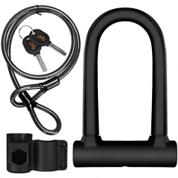 Samine Bike Lock Bike U Lock Anti Cut D Bicycle 1.2m Cable Mounting Bracket Black