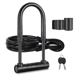 Hiking bear Bike Lock Bike U Lock, Large Heavy Duty Combination, 14mm bike lock with mount, U Locks for Bicycle with 4ft Flex Bike Cable, High Security Anti-Theft Lock for Road Bike Mountain Bike Electric Bike Folding Bike