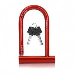 Keenso Bike Lock Bike U-Lock with Keys, Bike U-Lock High Strength Steel Bicycle Heavy Duty Anti-Theft U-Lock Waterproof Dustproof Pure Copper Core U Locks Glass Door U-Lock for House Door Bike Office(Red)