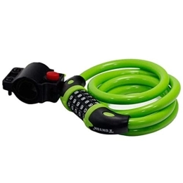 CAEEKER Bike Lock CAEEKER Bike Lock 5 Digit Code Combination Bicycle Security Lock 1000 mm x 12 mm Steel Cable Spiral Bike Cycling Bicycle Lock (Color : Green)