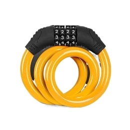 CAEEKER Bike Lock CAEEKER Portable 4 Digit Code Anti-Theft Bike Lock Stainless Steel Cable Bicycle Security Lock MTB Road Bike Cable Lock Bike Accessories (Color : Yellow)