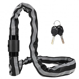 DelongKe Bike Lock DelongKe Bicycle Reflective Chain Lock, Alloy Steel Anti-shear Mountain Bike Lock Anti-theft Motorcycle Electric Lock 100cm