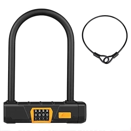 DFGDFG Bike Lock DFGDFG Bicycle Lock U-Shaped 4 Digit Coded Lock Bicycle Security Lock MTB Road Bike Cycling Anti-Theft Lock Cycling Accessories (Color : U-lock with Cable)