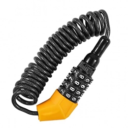 ELAULA Bike Lock ELAULA Bike Lock With Key Bike Locks 583F Scooter Motorcycle Helmet Chain Lock 4-digit Password Combination For Portable Mtb Road Cable (Color : Orange)