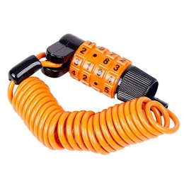 F adhere Bike Lock F adhere Combination Anti-Theft Bicycle Lock, Durable Cable Chain Alloy Code Lock Mini1200mm 4-Bit Spring Portable Universal, Orange