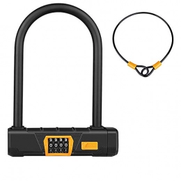 FHW Bike Lock FHW Bike Lock, Anti-Theft Lock U Type Lock, 4-Digit Code Lock, Zinc Alloy Lock Body, Lock + Steel Cable, Security And Anti-Theft, Zinc Alloy C Class Anti-Theft, Black, 180 * 250 * 14 Mm, Black