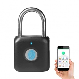 eLinkSmart Bike Lock Fingerprint Padlock eLinkSmart App Locker Lock Fingerprint & Phone App, Remotely Authorized, Unlock Record, Schedule, Bluetooth Lock for Gym Locker, School Locker, Backpack, Suitcase, Luggage, Black