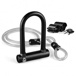 Gububi Bike Lock Gububi Bicycle Bike Lock U-shaped Steel Cable Lock Bicycle Electric Vehicle Anti-theft Lock Anti-hydraulic Shear Motorcycle Lock U-shaped Lock (Color : Black, Size : One size)