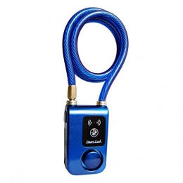 Hadristrasek Bike Lock Hadristrasek bicycle lock Intelligent Control Smart Alarm Bluetooth Lock Waterproof Alarm Bicycle Lock Outdoor Anti Theft Lock-Black Bike Lock (Color : Blue)