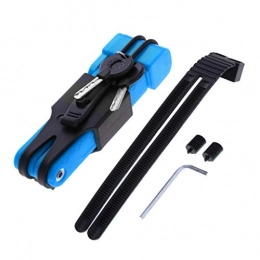 IPOTCH Bike Lock IPOTCH Portable Bike Folding Lock Anti-Cut Anti-Theft Bicycle Chain Link Locks with Mount Bracket 2 Keys - Blue