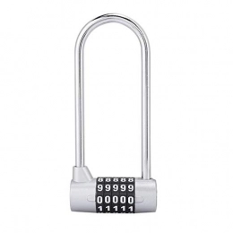 KJGHJ Bike Lock KJGHJ Bike Lock Zinc Alloy Bike U-shape Anti-theft Lock Combination Digit Password Code Door Lock Extra Long Cabinet Door Padlock For Gym School, Bike U Lock (Color : Silver)