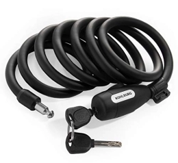 KOHLBURG Bike Lock KOHLBURG cable lock 200 cm / 79” long - lock for bicycle with holder and easy locking-mechanism - 2 meter spiral lock with keys as bike lock & baby carriage lock