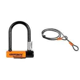 Kryptonite Bike Lock Kryptonite Evolution Mini-5 U-Lock - Black / Orange & Loop Cable Krypto Flex 213cmx10mm, Grey