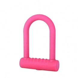 Kuqiqi Bike Lock KUQIQI Silicone U-lock, mountain bike lock, u-lock, battery electric motorcycle lock, bicycle anti-theft lock, blue, pink, black, light green, (Color : Pink)