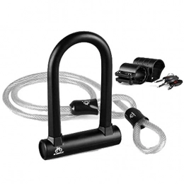 MUBAY Bike Lock MUBAY Bike U Lock Strong Cable Heavy Duty Bicycle U Lock Shackle, Bike Tire Lock for Road Bike Mountain Bike Electric Bike Folding Bike