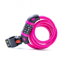 N\A Accessories  Bike Lock Bike Coded Combination Cable Steel Wire Trick Lock Accessories Bicycle Cycling Riding Password Lock 5 Number Digital Safety MTB Bicycle Lock (Color : Pink)