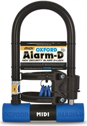 Oxford Bike Lock Oxford AlarmD D Lock - Midi / Alarmed Siren Alarm Loud Sound Sold Silver Bicycle Cycle Biking Bike High Security Secure Steel Shackle Anti Theft Device Deter Deterrent Audible Beep Alert Key