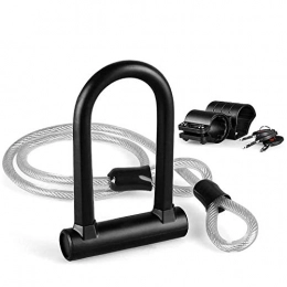 Smyidel Bike Lock Smyidel Bike U Lock, Heavy Duty High Security D Shackle Bike Lock, bicycle U lock + 4FT / 1.2M Steel Flex Cable + bracket + 3 robust brass keys, robust anti-theft protection