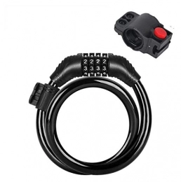 TTW Bike Lock TTW Mountain Bike Lock 5 Digit Code Combination Security Electric Cable Lock Anti-theft Cycling Bicycle Locks Bicycle Accessories Bike Locks with Keys (Color : Black(65cm))