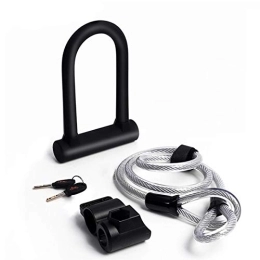 CTZL Bike Lock U-Locks Bicycle U Lock Steel Safety Anti-theft MTB Road Bike Cable U-Lock Set Candado Bisiklet Kilidi Security Cycling Locks U-Lock (Color : U Lock Black)