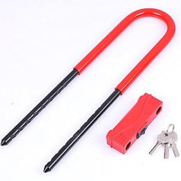 XMSIA Bike Lock XMSIA Bicycle Lock Standard Glass Door Lock Long U-shaped Lock Mortise Lock Portable Bicycle Lock Cycling Locks Anti-Theft (Color : Red, Size : 42cm)