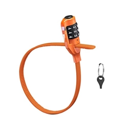 ZHANGQI Accessories ZHANGQI jiejie store Bike Cable Lock Multi Stable Bicycle Helmet Lock Password Cycling Lock Fit For MTB Road Bike (Color : Orange)