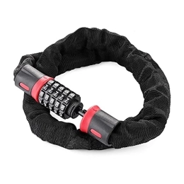 ZHANGQI Bike Lock ZHANGQI jiejie store Bike Chain Lock 5-Digits Code Anti-Theft Password Bicycle Lock Portable Steel Alloy Cable Code Lock Fit For Cycling Bike Accessories (Color : Red)