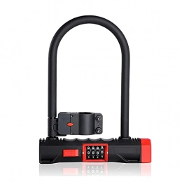 ZHANGQI Accessories ZHANGQI jiejie store Strong Steel Bicycle U Lock Anti-theft Motorcycle Lock Safety Password Code Cycling Accessories Bike Security Lock (Color : Black-red)