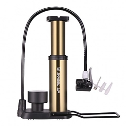 Pvnoocy Accessories Bike Floor Pump, 160 PSI Portable Bike Pump with Gauge Mini Bicycle Air Pump for Mountain Road Bike Ball Inflatable Toy (Gold)