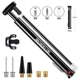 MojiDecor Bike Pump Bike Pump Adaptor Floor, MojiDecor Portable Bike Pump Bicycle Pump with 3 Valves (SV / DV / AV), 160 PSI High-pressure Bicycle Air Pump for Schrader / Dunlop / Presta valve / Mountain Bike / Racing / kids Bike