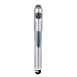 InChengGouFouX Bike Pump inChengGouFouX Excellent Craftsmanship Mountain Bike Pump Mini Portable Strap Aluminum Alloy with Barometer Riding Equipment Unique Bicycle Pump (Color : Silver, Size : 230mm)