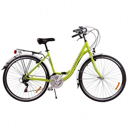 Bicicletta da Passeggio Strada per Donna Omega Ramona 28 Pollici,da Citta Shimano Telaio allumino Vintage Retro City Bike Economica con Freni Ruota Pedali Sella (Verde)